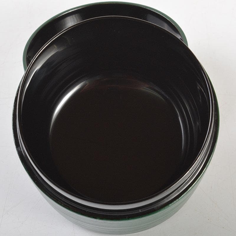 茶道具　蒔絵師　景雲作　青漆刷毛目塗　螺鈿装飾　双鶴蒔絵　雪吹　共箱　V6437