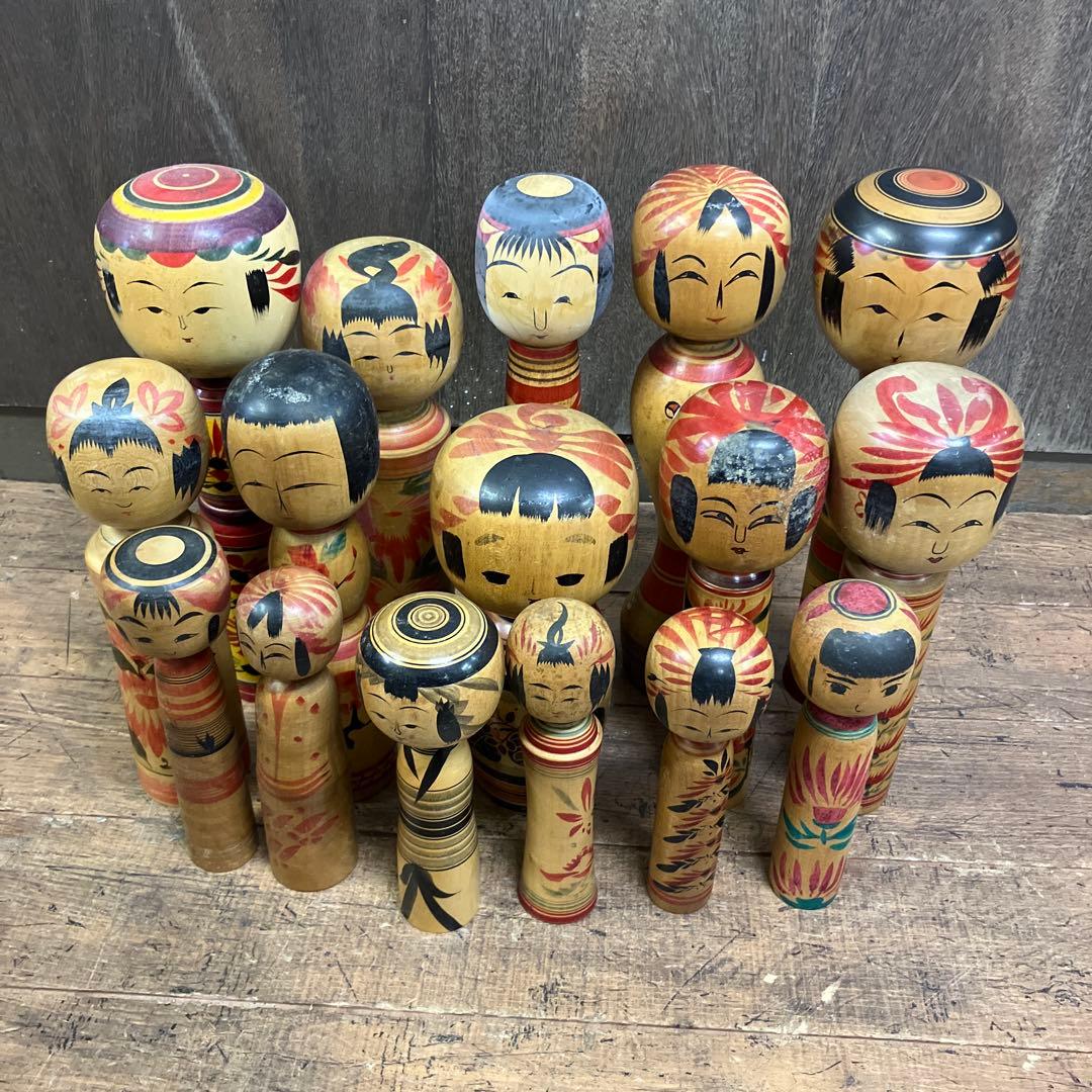 D-3 昭和レトロ 伝統こけし 16体セット 大量コレクション 創作こけし