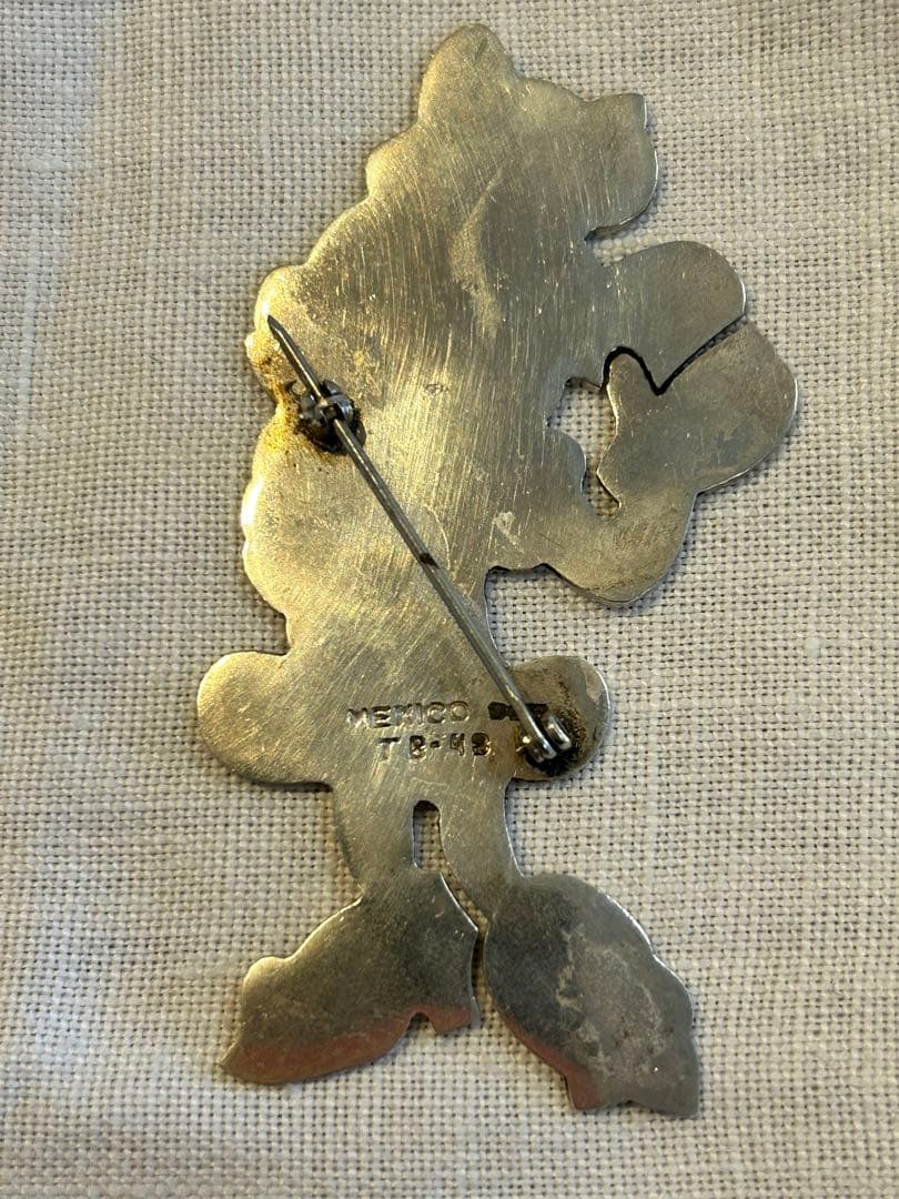 ミニーマウス ピンバッジ メキシコ製　ヴィンテージ　インディアンジュエリー