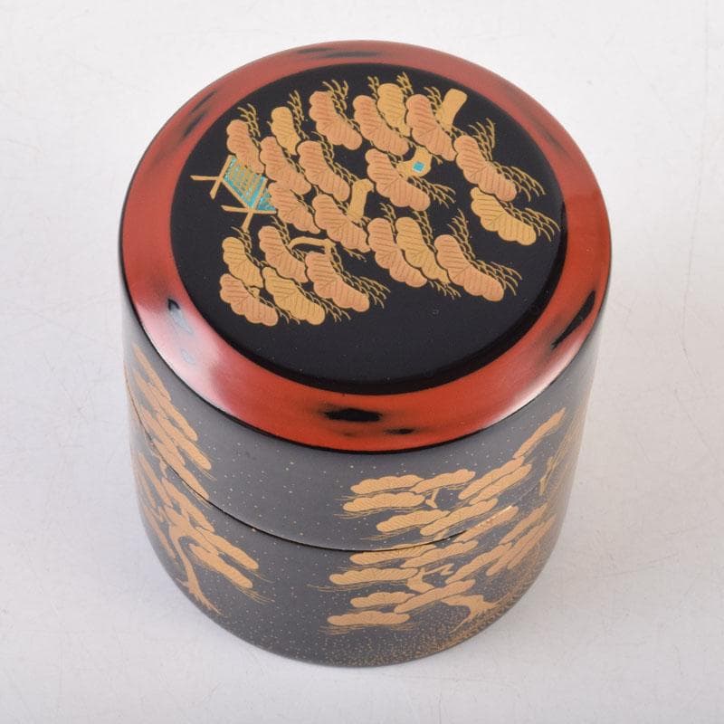 山中漆器　加賀蒔絵師　和田寿峰作　面根来　住吉蒔絵　茶器　共箱　V　8550