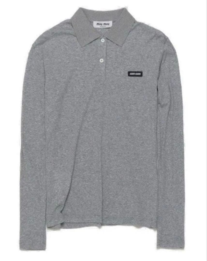miumiu ミュウミュウ Ribbed jersey polo shirt