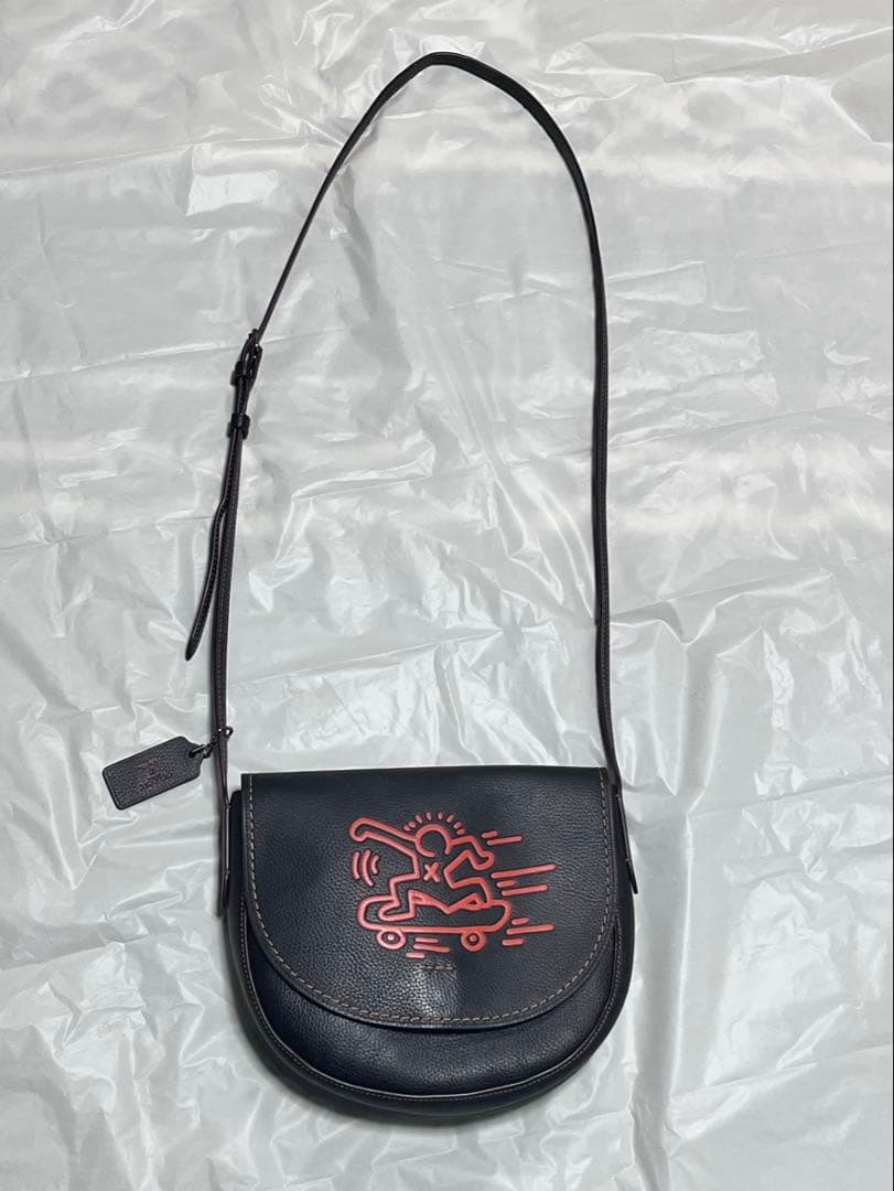 COACH ショルダーバッグ キースヘリング レザー ブラック