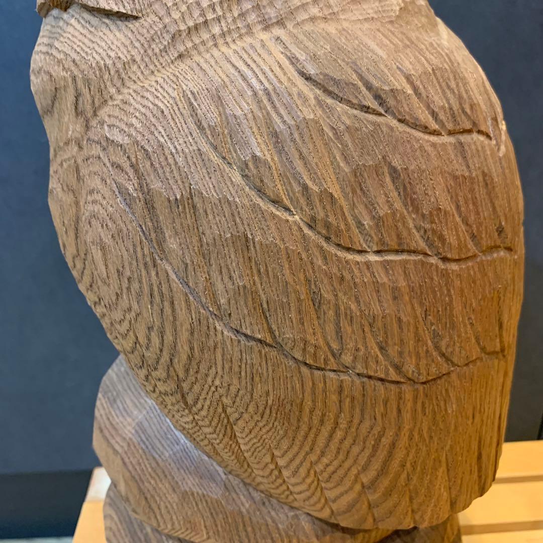 希少✨高瀬秀雄作　シマフクロウ　幸運　木彫り　風水　オブジェ　不苦労　北の使者