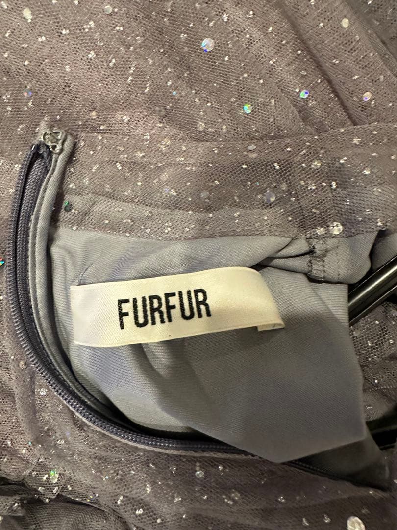 FURFUR グレー リボン付きラメチュールドレス