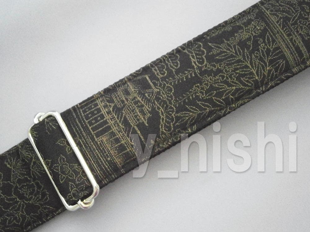 和柄ギターストラップ 着物シリーズ 古都/黒 Kimon Series