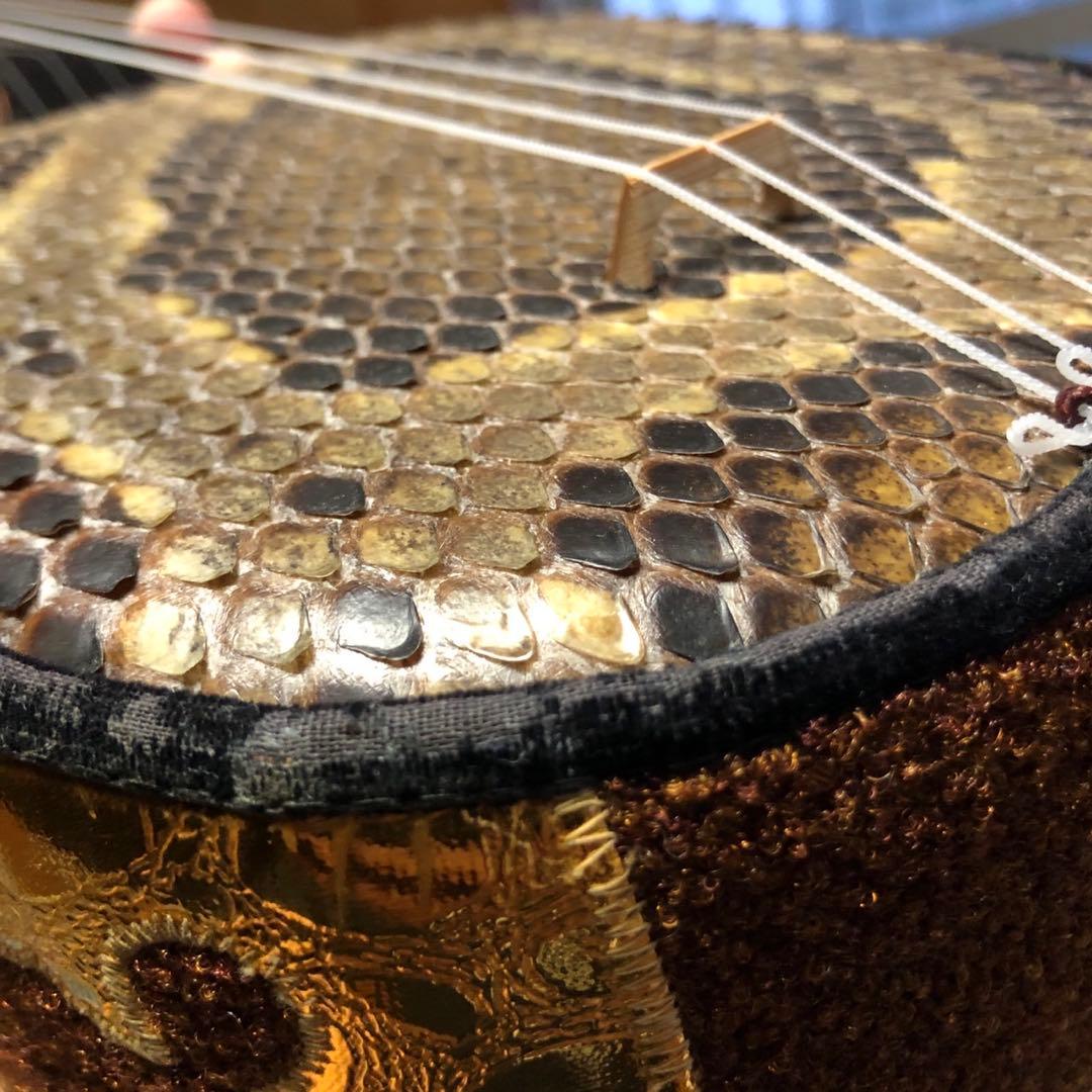 三線昭和当時物/ユシギ/真壁/ 本皮一枚張り 貴重