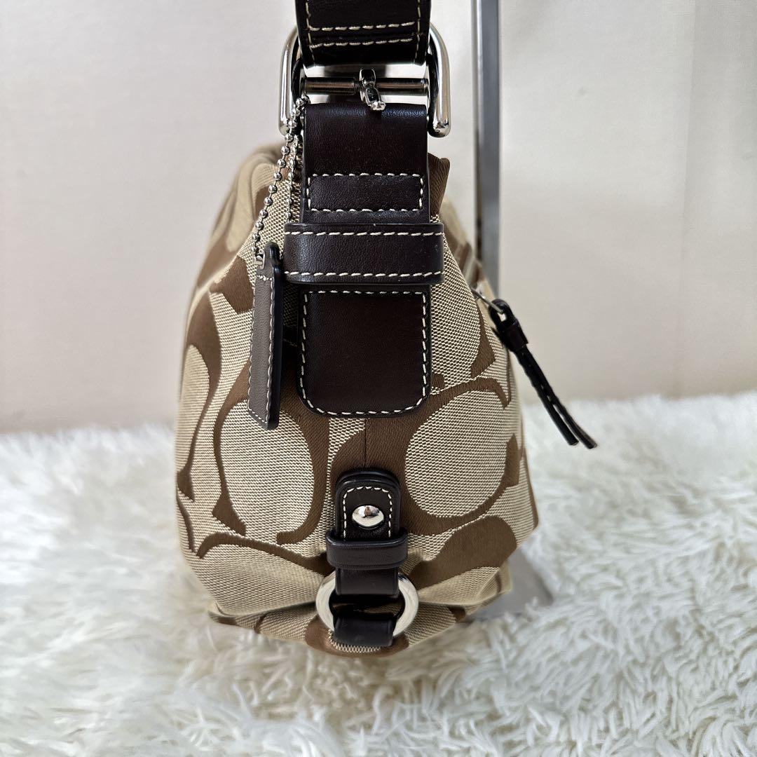 美品 COACH シグネチャー ワンショルダーバッグ ホーボー ブラウン Y2K
