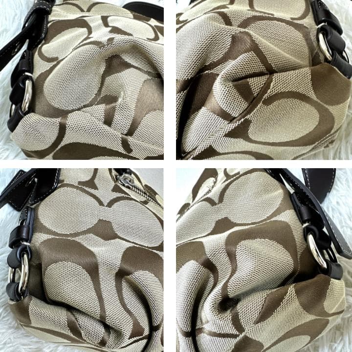 美品 COACH シグネチャー ワンショルダーバッグ ホーボー ブラウン Y2K