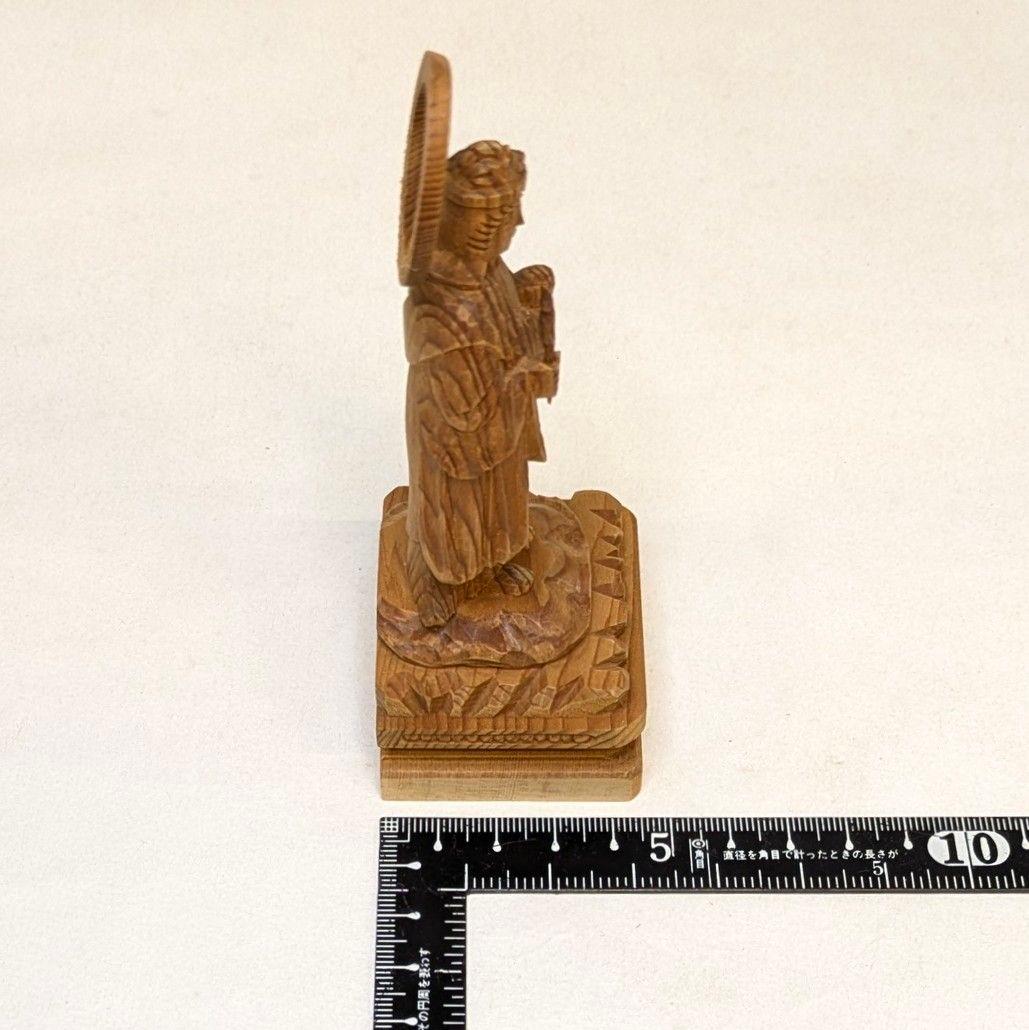 【フォロー割・新品】 子安鬼子母神　木地彫り　下台付　高さ約13cm　鬼子母神