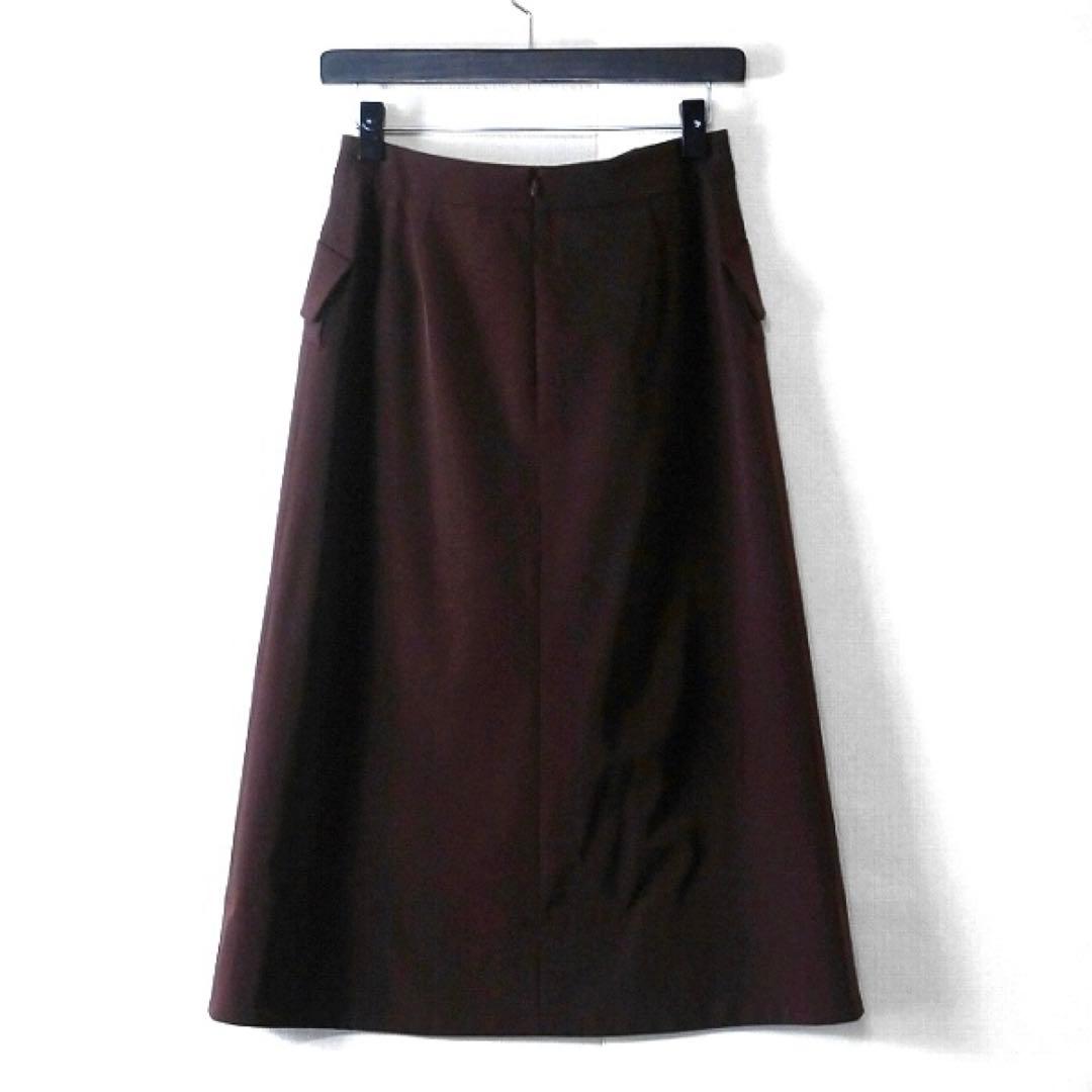 プラダ / Aライン スカート 38 茶 ストレッチ 裏地付 通勤 ミモレ丈