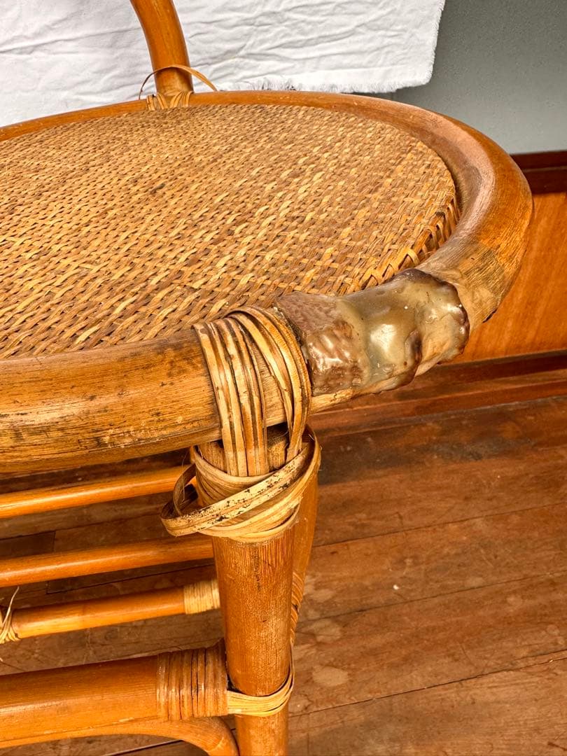 【送料込み】ラタン テーブル椅子 アンティーク ビンテージ　ラタン好き必見