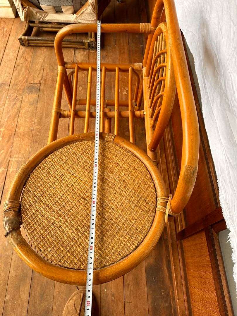 【送料込み】ラタン テーブル椅子 アンティーク ビンテージ　ラタン好き必見