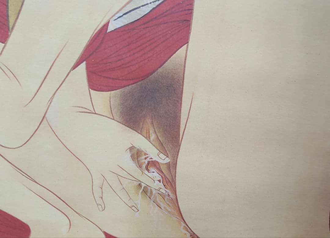 掛軸 絹本 複製工芸画 美人画 桐箱付 伝・葛飾北斎筆