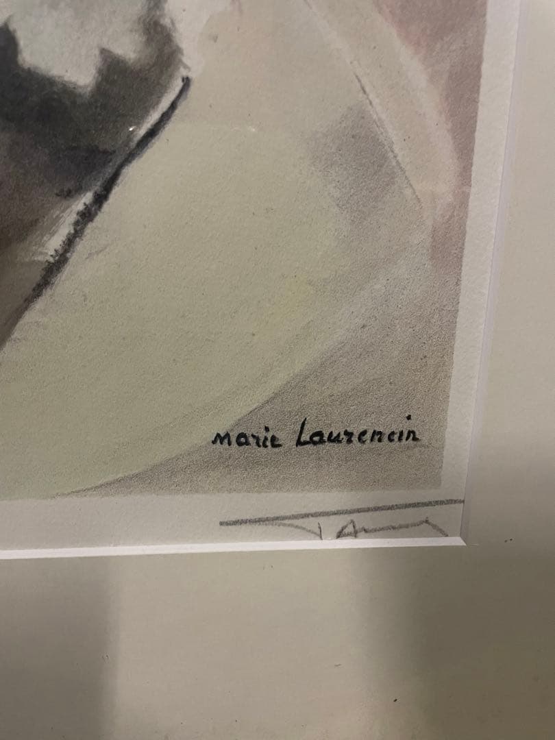 マリー•ローランサン　版画　大型額絵　作品名　少女　直筆サイン