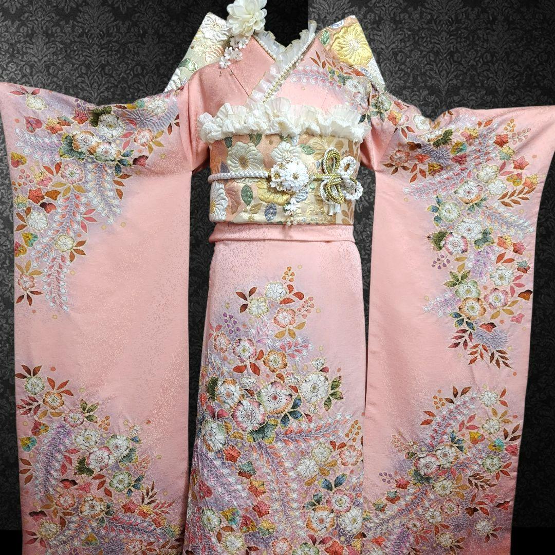 振袖フルセット(8点)・辻ヶ花・辻が花・翠山工房・落款有り・胴裏正絹・高級手縫い