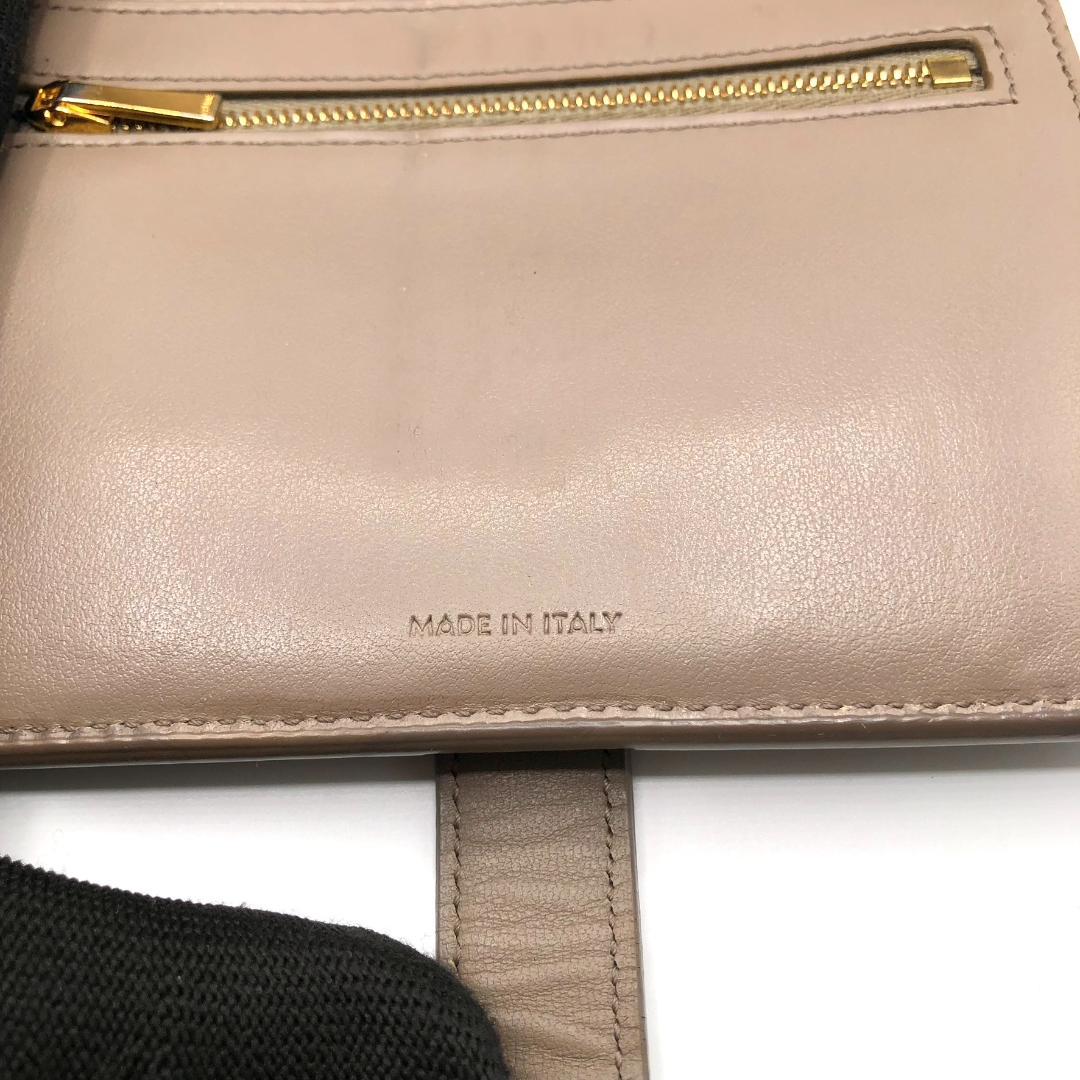 箱付き✨セリーヌ ミディアム ストラップ ウォレット 二つ折り財布 グレージュ