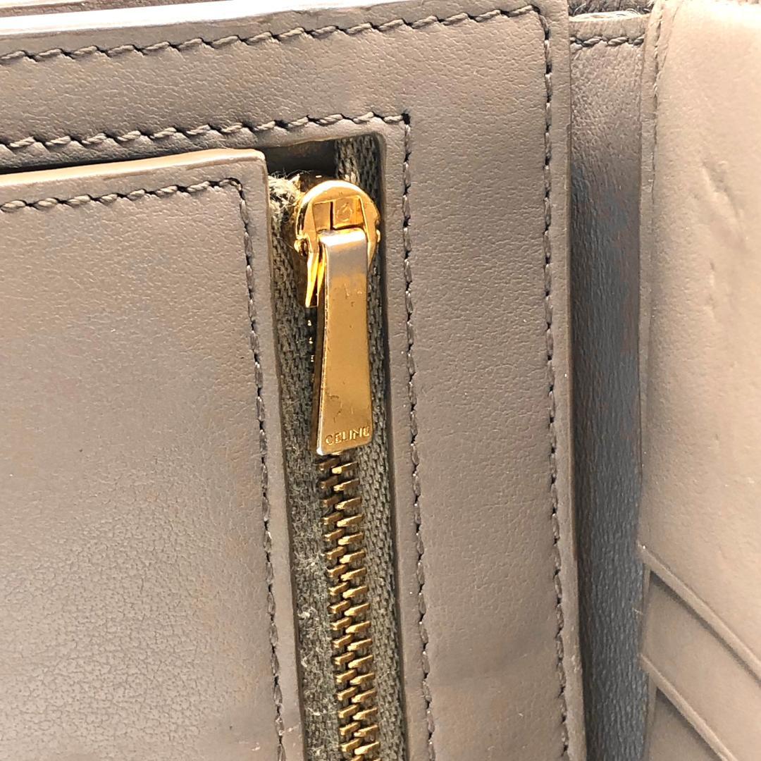 箱付き✨セリーヌ ミディアム ストラップ ウォレット 二つ折り財布 グレージュ