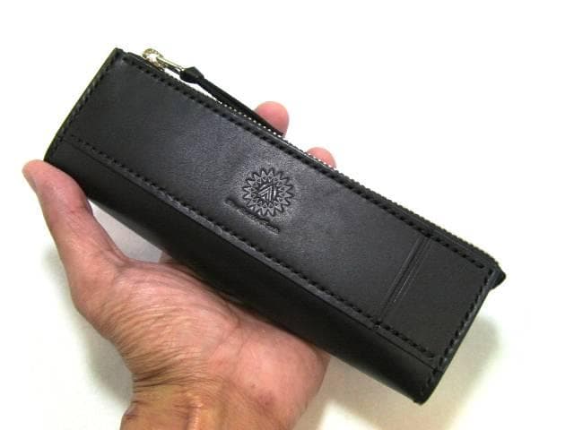 栃木レザー 本革 ペンケース 筆箱 大容量 定規入る 黒 日本製
