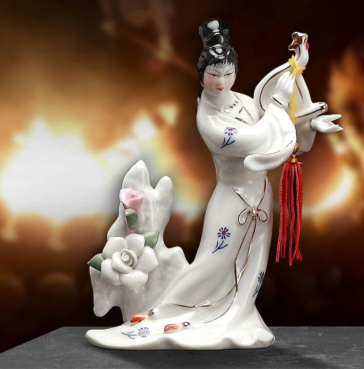 古代の美女、女の陶磁器工芸品の置物(1セット4箇)