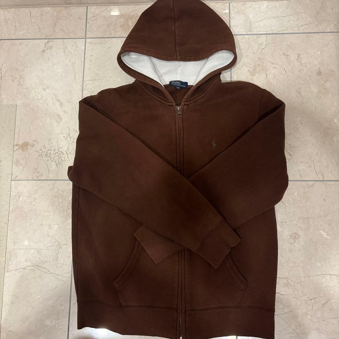 90sラルフローレン　ブラウンジップパーカー170