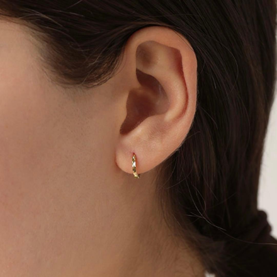 新品 K18 フープ ピンクゴールド 18金ピアス 刻印あり上質日本製ペア♡①