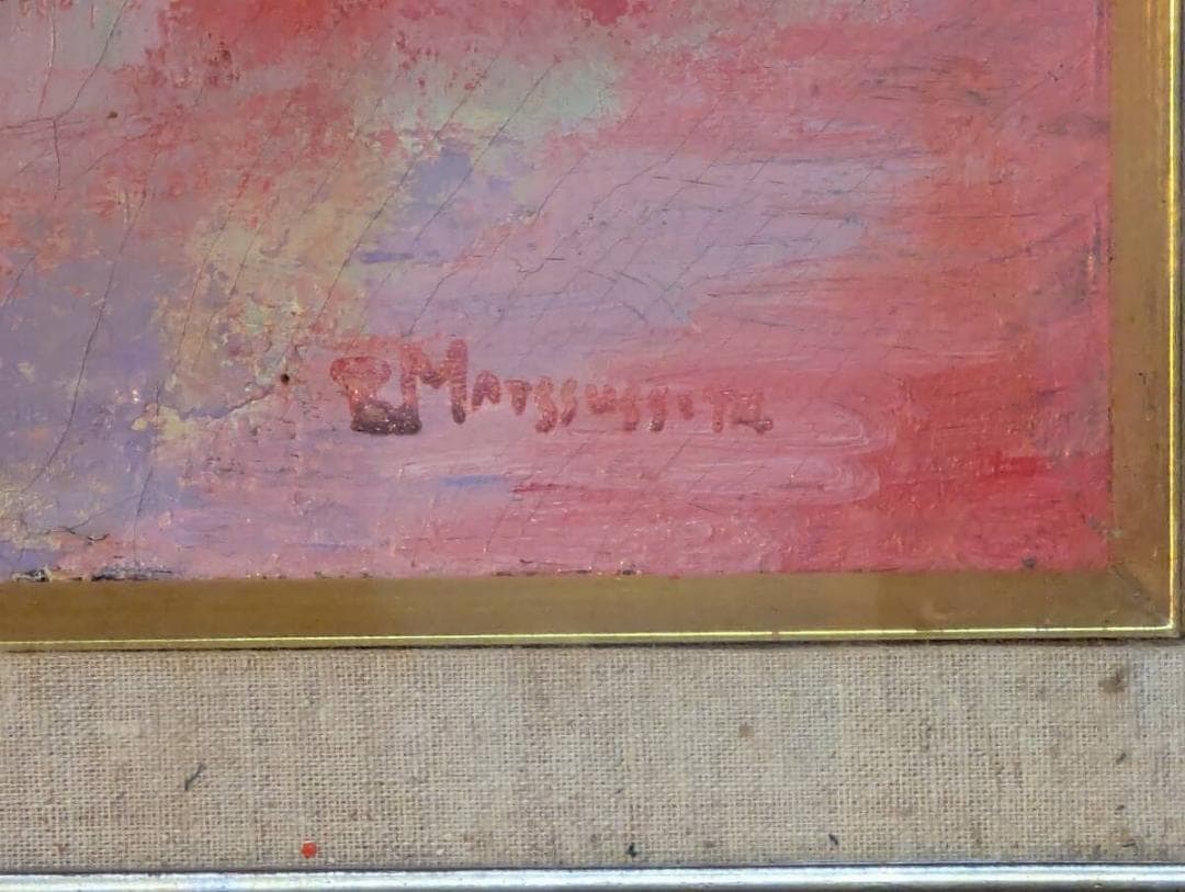 【真作】絵画　油彩10号　静物画　果物と花器　優美な色彩表現　Y148