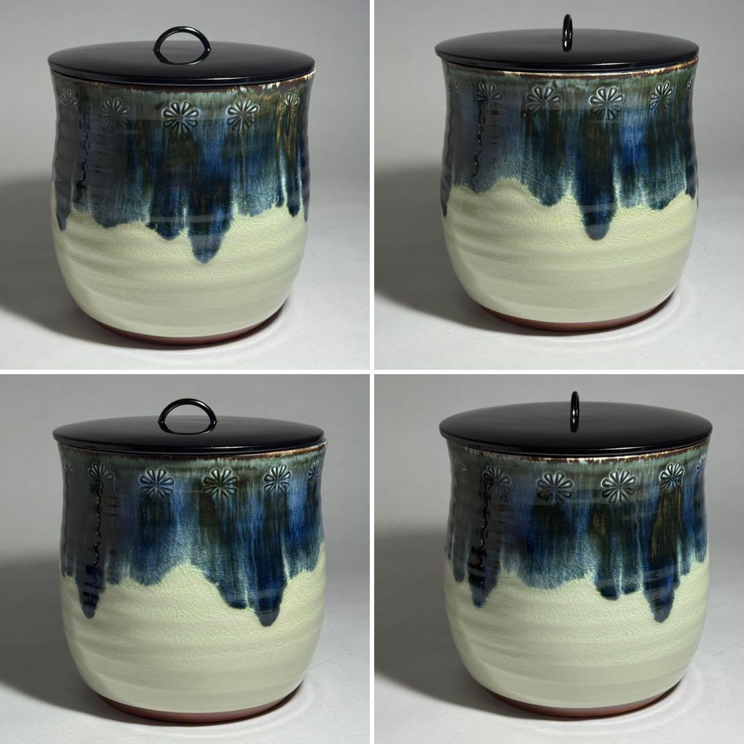 ◆御深井水指 加藤藤山造 二重箱共箱・共布付 本漆蓋 茶道具 未使用品◆