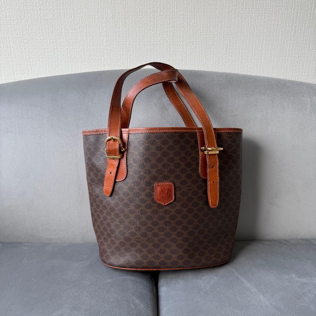 セリーヌ マカダム ハンドバッグ バケツ トートバッグ ブラウン