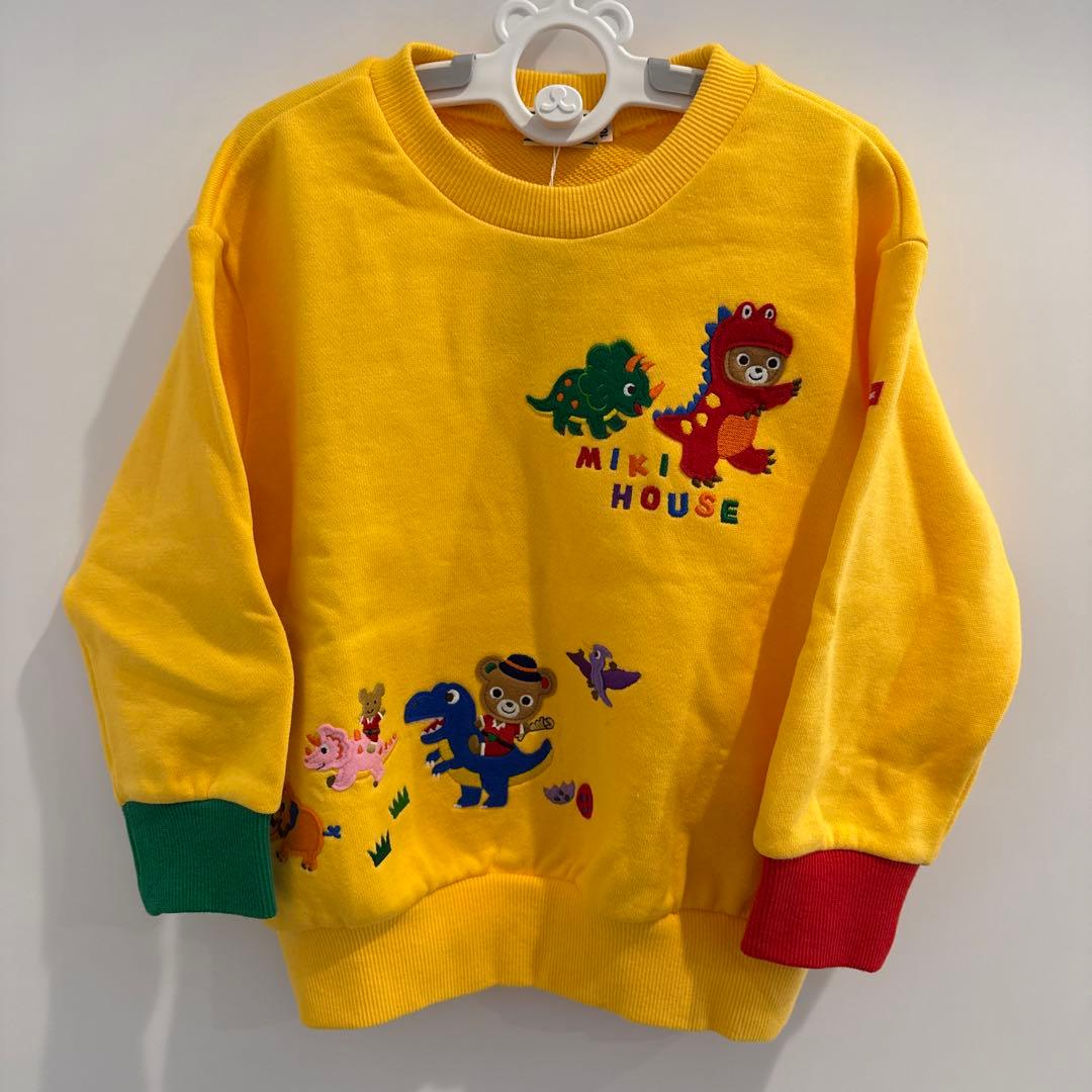 【美品】ミキハウス　トレーナー　恐竜　100 イエロー黄　子供　プッチー