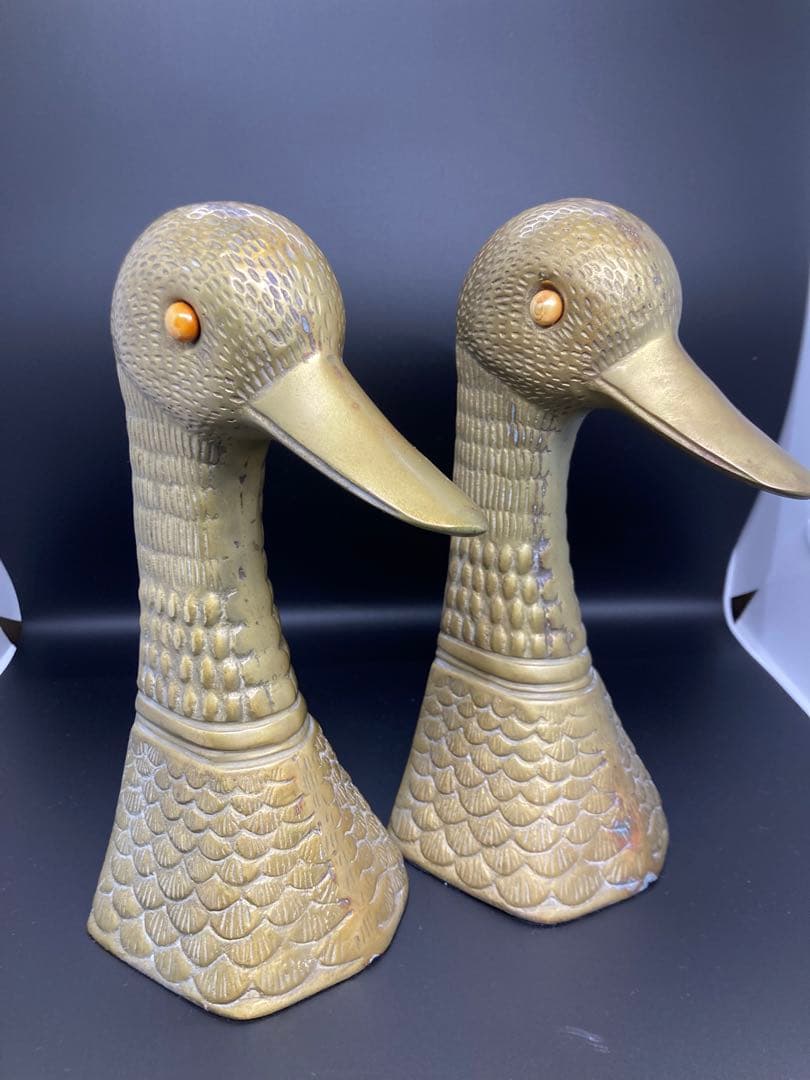 希少　ヴィンテージ　真鍮　ゴールド　ダックヘッドブックエンド