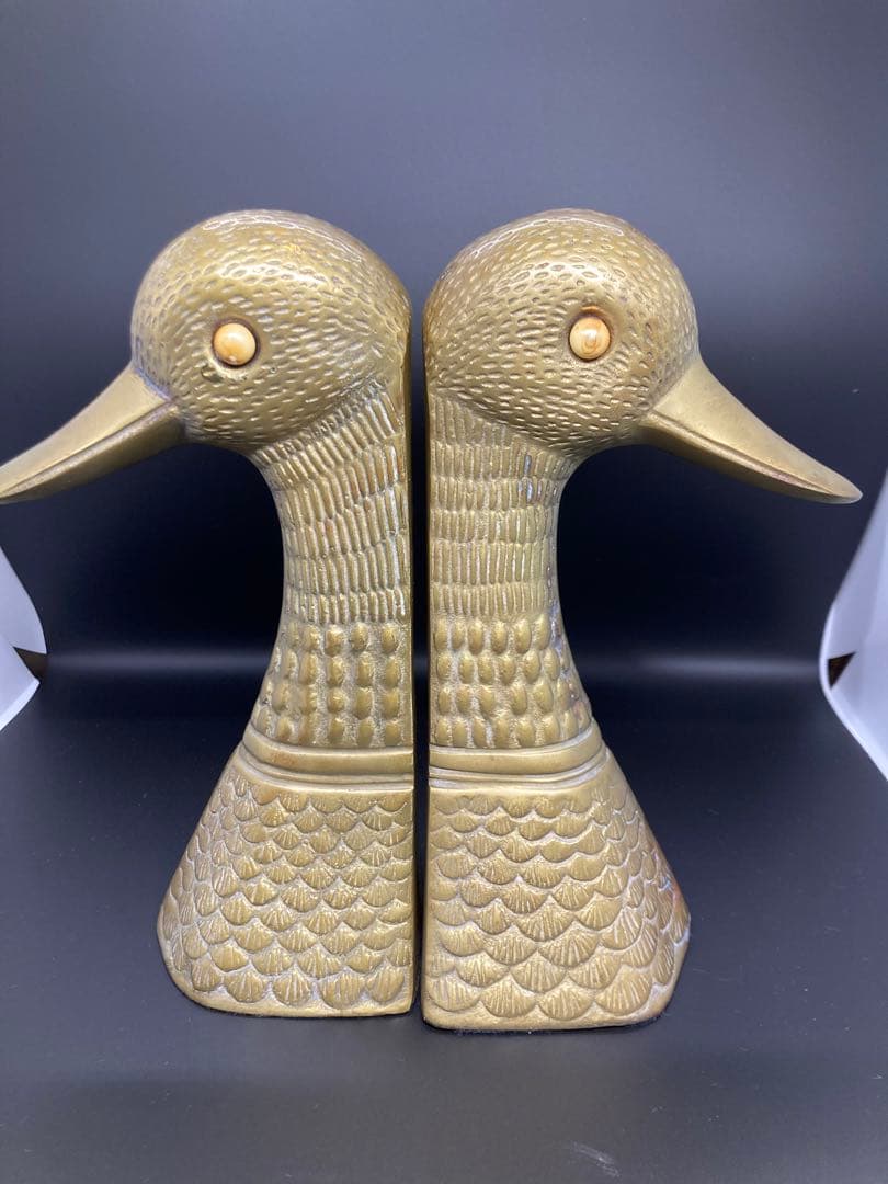希少　ヴィンテージ　真鍮　ゴールド　ダックヘッドブックエンド