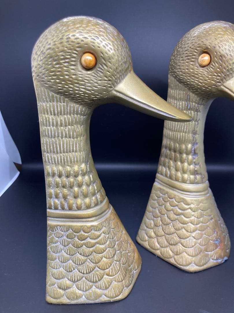 希少　ヴィンテージ　真鍮　ゴールド　ダックヘッドブックエンド