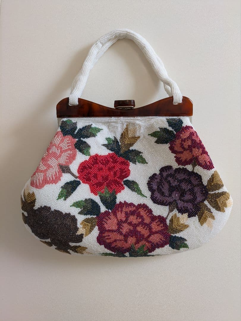 ビーズ刺繍バッグ　高楽　レトロ　和装