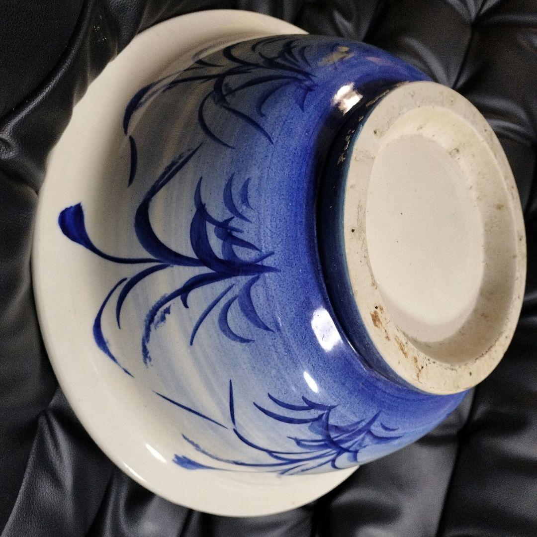 特大 41cm 古伊万里 幕末から明治期 染付 手描 鉢 骨董 アンティーク