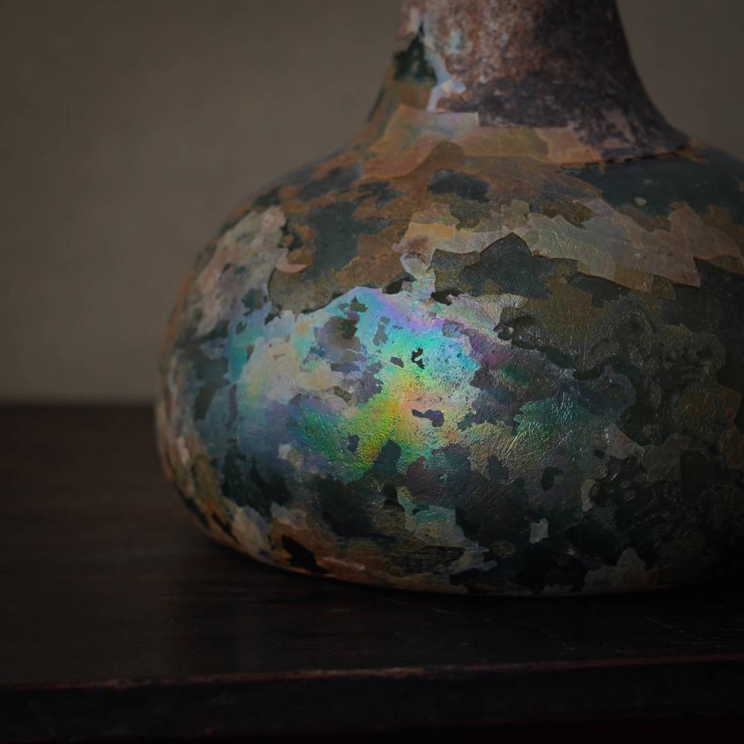 17-18世紀 金化したオニオンボトル オランダ発掘品 アンティーク デルフト