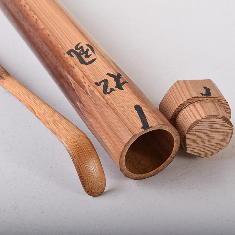 茶道具　裏千家十四代淡々斎自作　茶杓　銘「松風」　共筒共箱　M　R8369