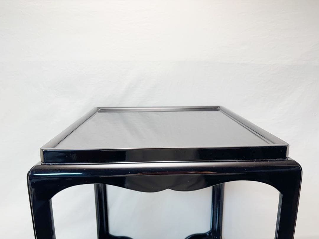 未使用 茶道具 戸塚富悦造 木製黒真塗 高麗卓 水指棚 共布 共箱