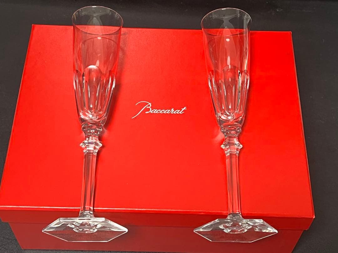 Baccarat クリスタルバカラシャンパングラス フルート 2個セット 箱付き