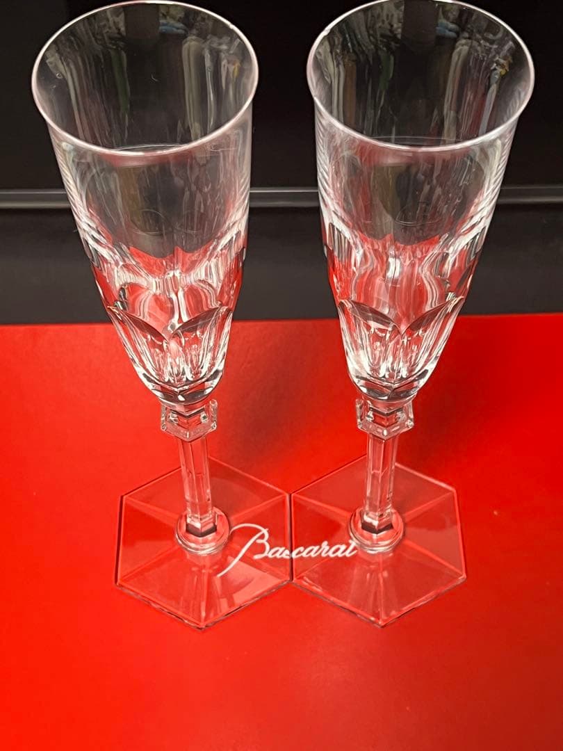 Baccarat クリスタルバカラシャンパングラス フルート 2個セット 箱付き