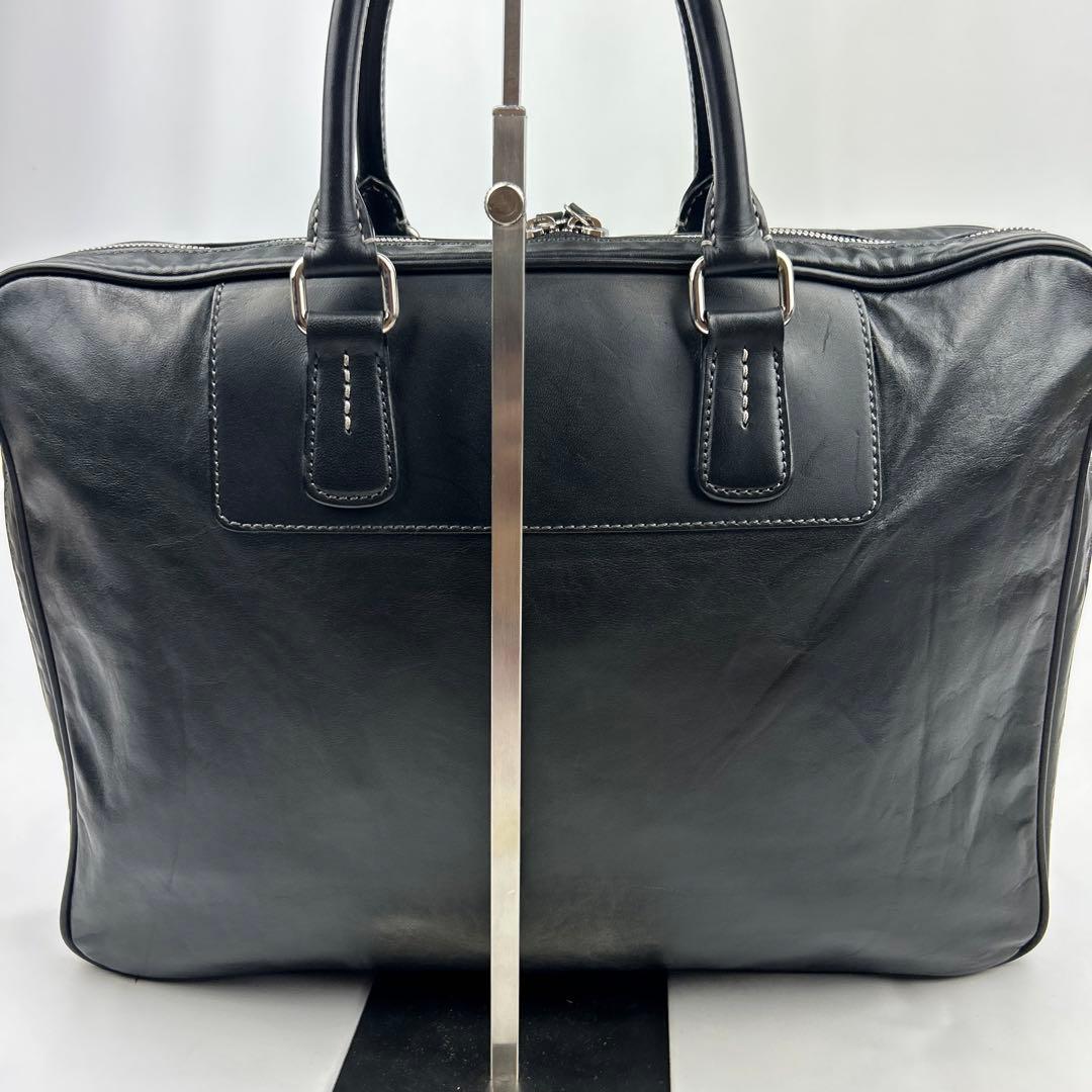 【美品】ソメスサドル　ビジネスバッグ　2way レザー　ロゴ金具　シルバー　黒