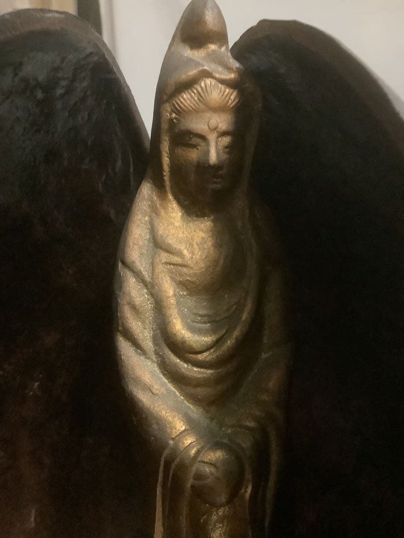 重厚 真鍮製 貝殻型 厨子 仏像置物 仏教工芸品 高級骨董 約2kg