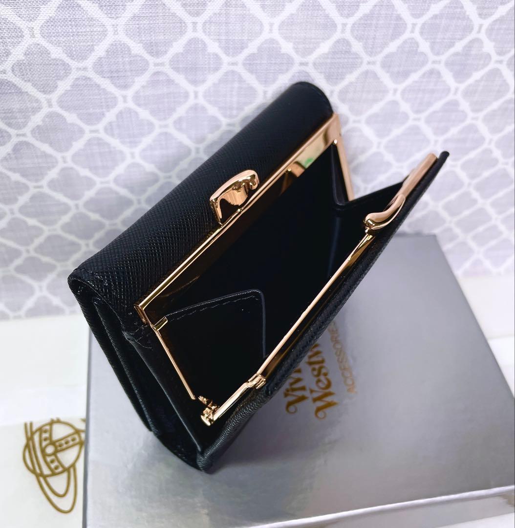 【大人気♡ショッパー付】新品 ヴィヴィアン・ウエストウッド 三折財布 黒