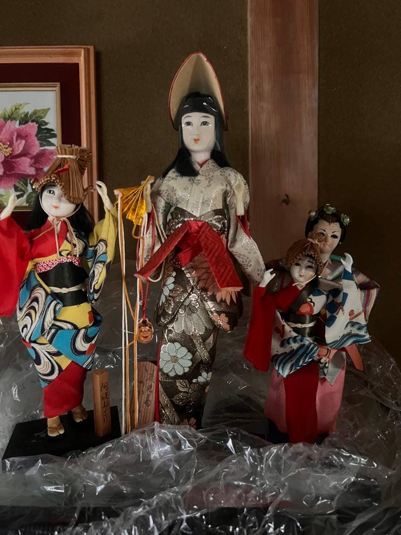 昭和 日本舞踊人形 阿波踊り 木札付き 4体セット レトロ