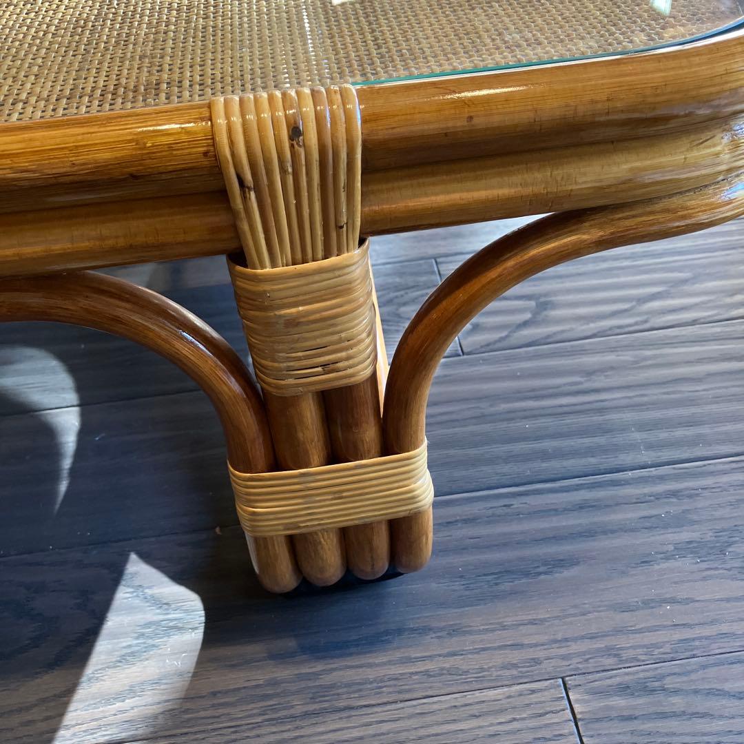 ラタンと木製の座卓 約90cm x 150cm