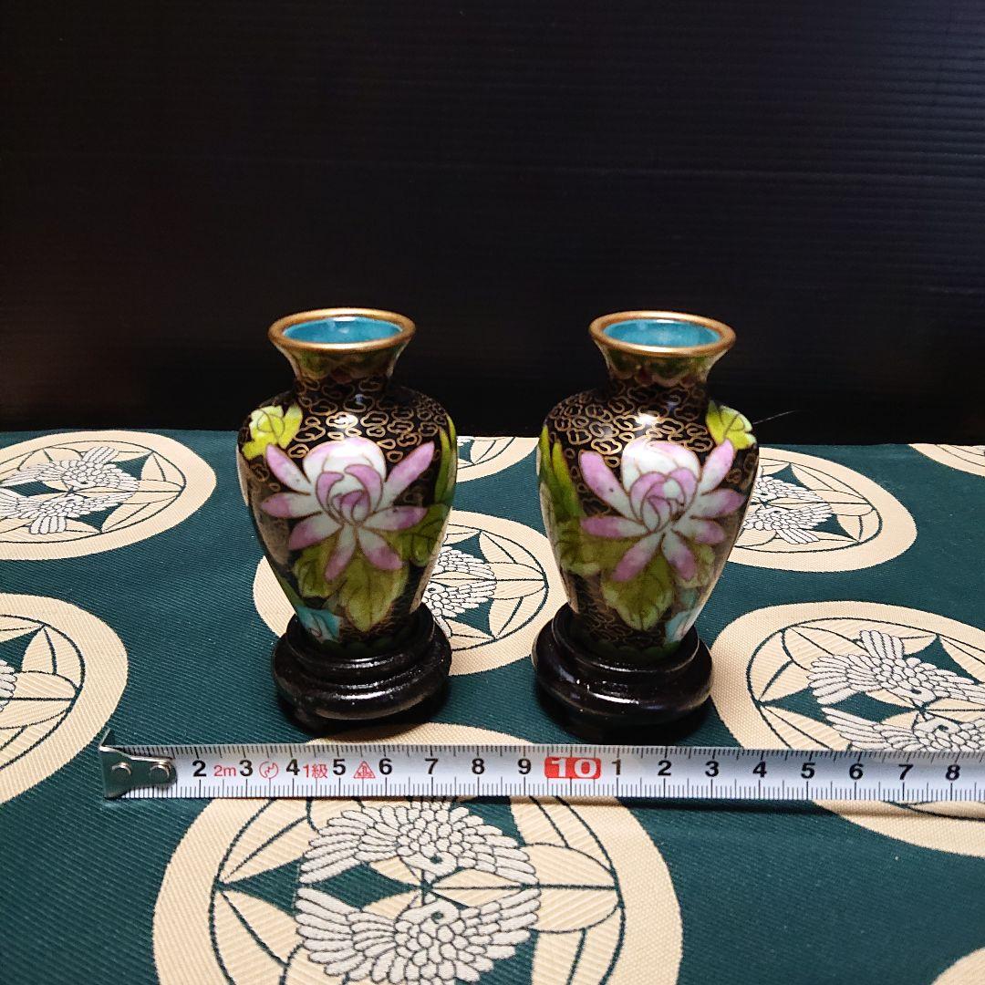 七宝花瓶、銅七宝焼時代物