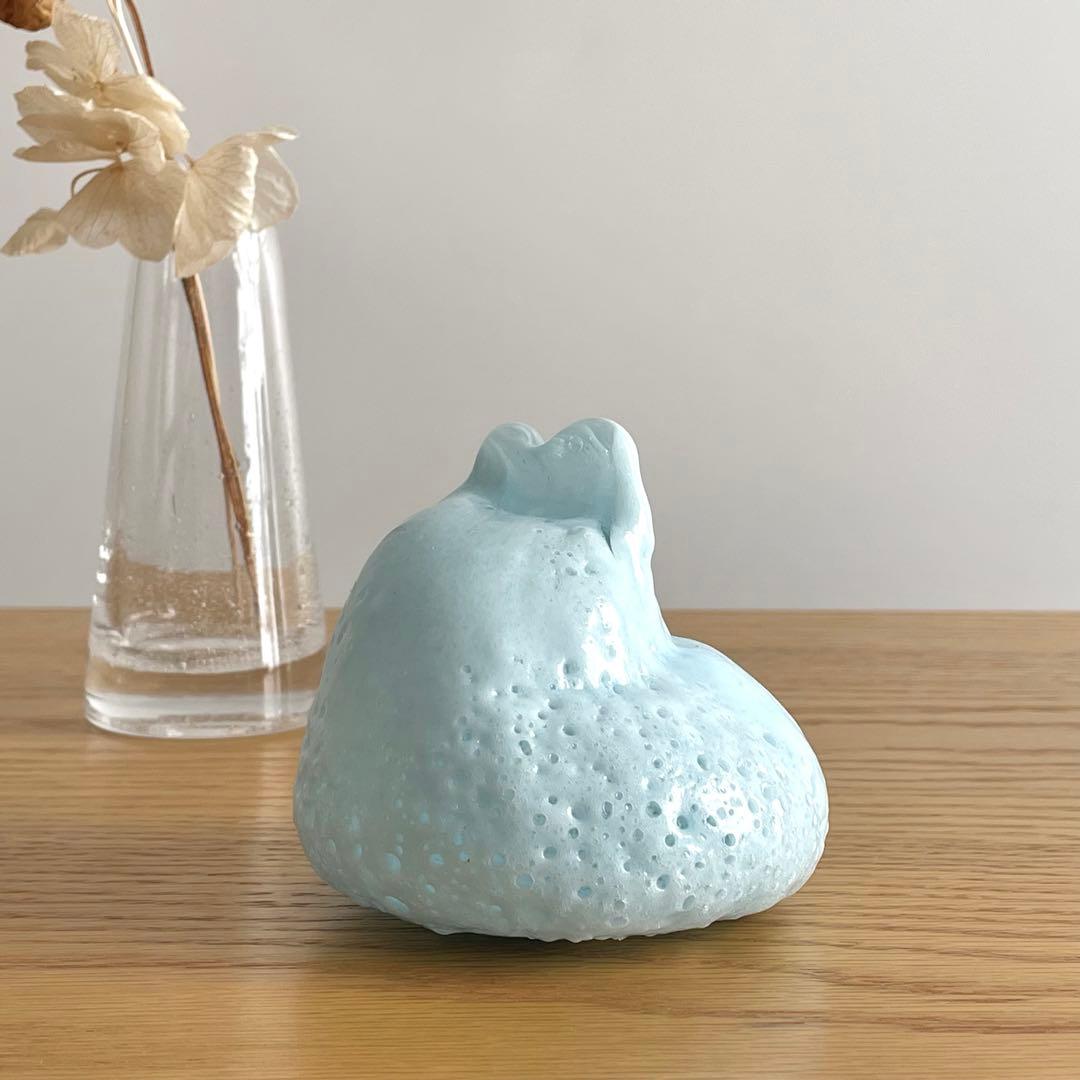 中村真那 ガラスオブジェ 「雪原をかける」 うさぎ 兎 ガラス作家 一点物