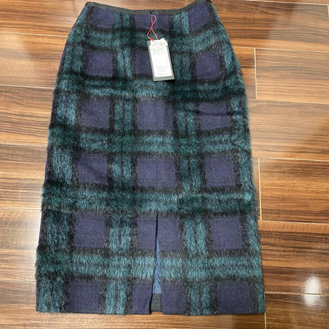 トゥモローランド　シャギーブラックウォッチ タイトストレートスカート