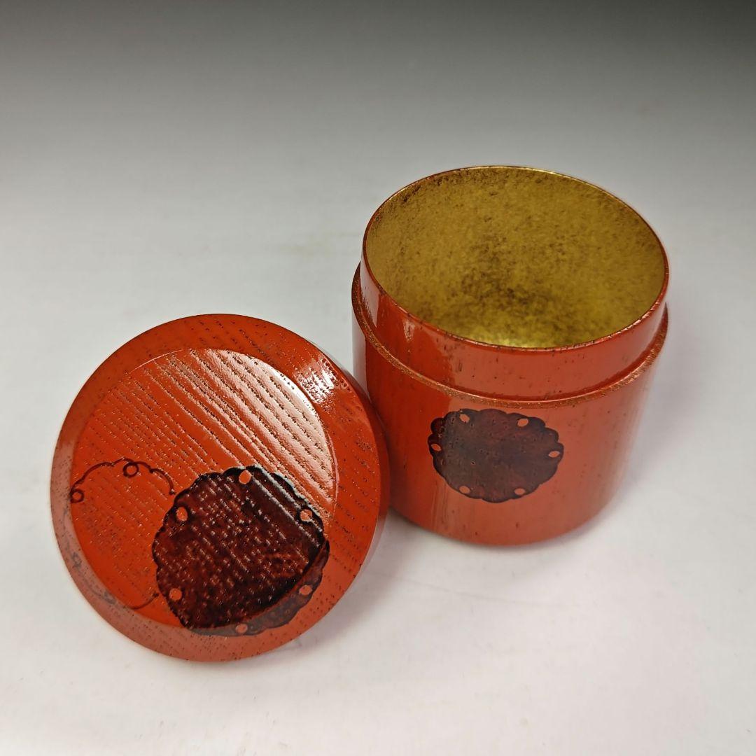 イ616 棗『小崎清人作』『朱塗　内金　棗　共箱　』茶入　茶器　茶道具