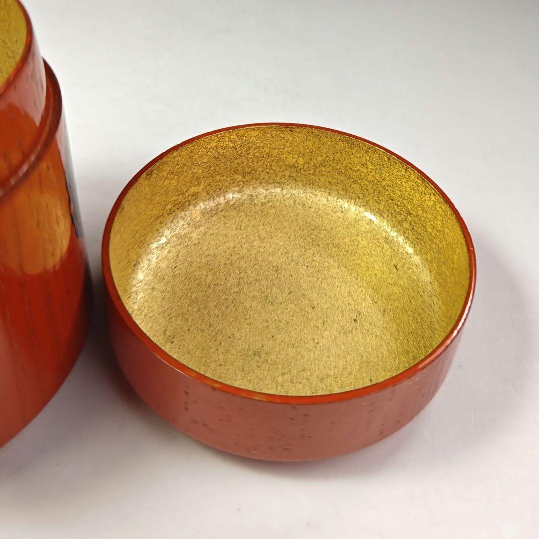 イ616 棗『小崎清人作』『朱塗　内金　棗　共箱　』茶入　茶器　茶道具