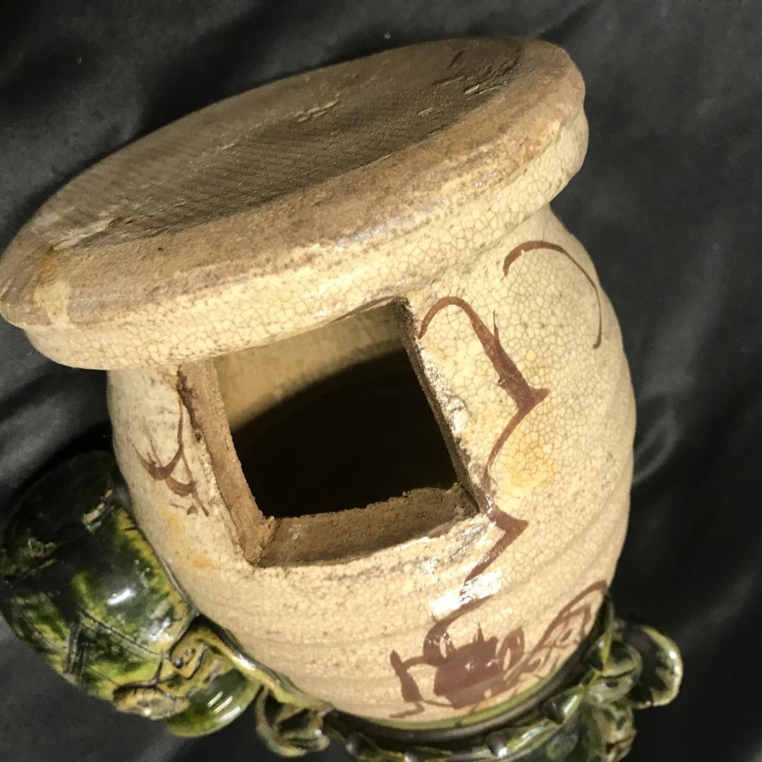 北大路魯山人 織部 南蛮人燭台 蝋燭立て